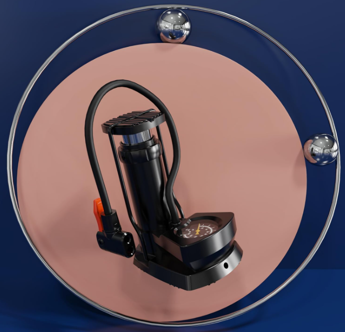 Sounce Portable High Pressure Foot Air Pump Heavy Compressor Cylinder with Gauge Floor for Bicycle, Car and Motorbike for Football Cycle Pumps for Bicycle for Tubeless - Black