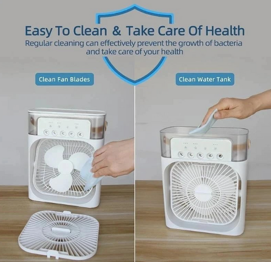 Mini Cooler for Room Cooling AC Portable Mini Fan Artic Cooler with 7 Colors LED Light, 1/2/3 H Timer, 3 Wind Speeds and 3 Spray Modes for Office, Home, Dorm, Travel