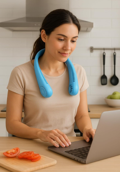 Portable Bladeless Neck Fan, Rechargeable 4000mAh Battery, 3 Speed Settings, Hands-Free Design, Multicolor