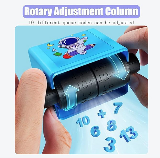 Ncry Math Roller Stamp for Addition Subtraction Multiplication Division, Roller Number Teaching Practice Math Stamp Roller Digital Teaching Stamp, Math Practice Number Rolling Stamp 1