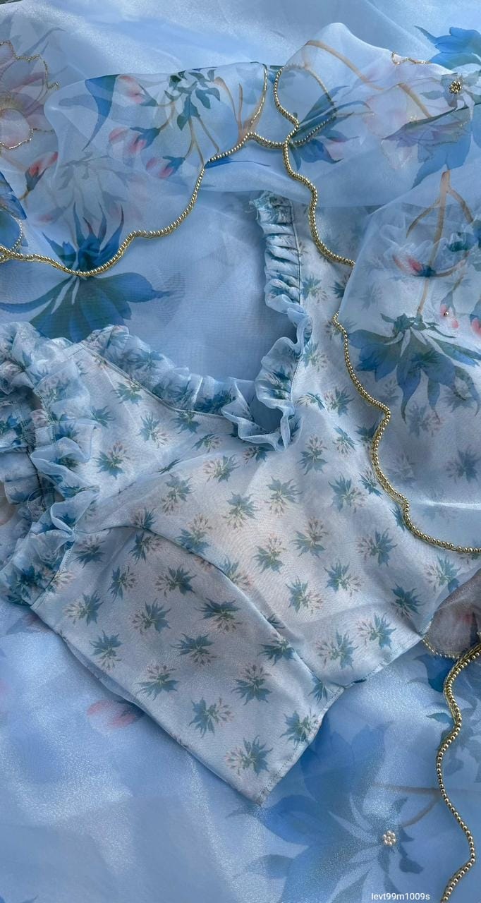 SOFT ORGANZA DIGITAL PRINT SAREE