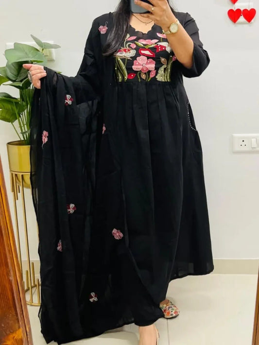 Cotton Suit With pretty embroidery work on kurti and dupatta