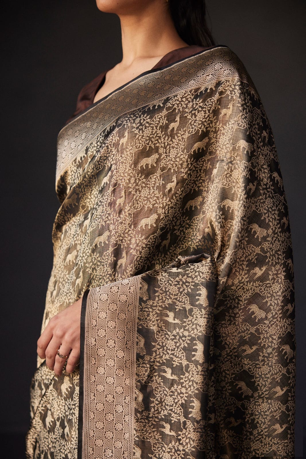 Silk Saree beautiful Zari work in form of traditional motifs