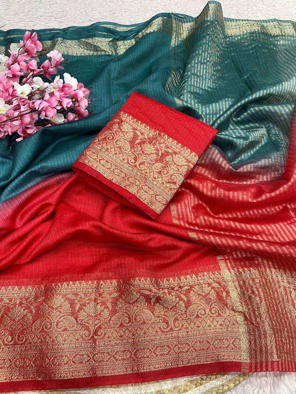 Kota chex border silk weaving saree