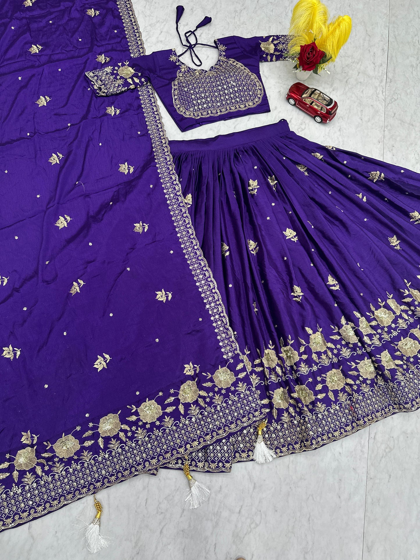 Heavy Embroidery Thread & Sequence Work Lehenga
