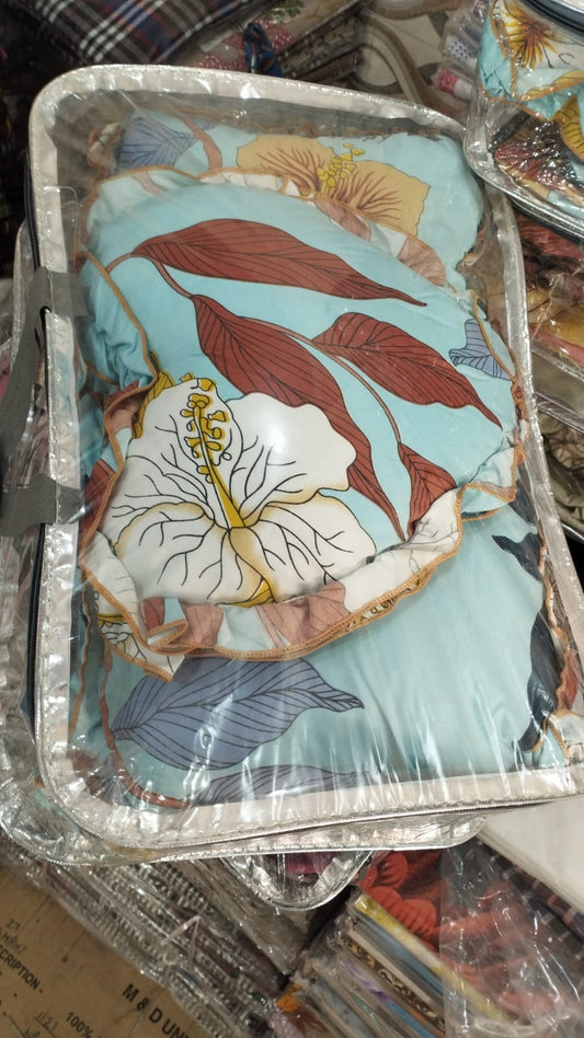 1 bedsheet +2 pillow cover +2square cushion +1 heart cushion