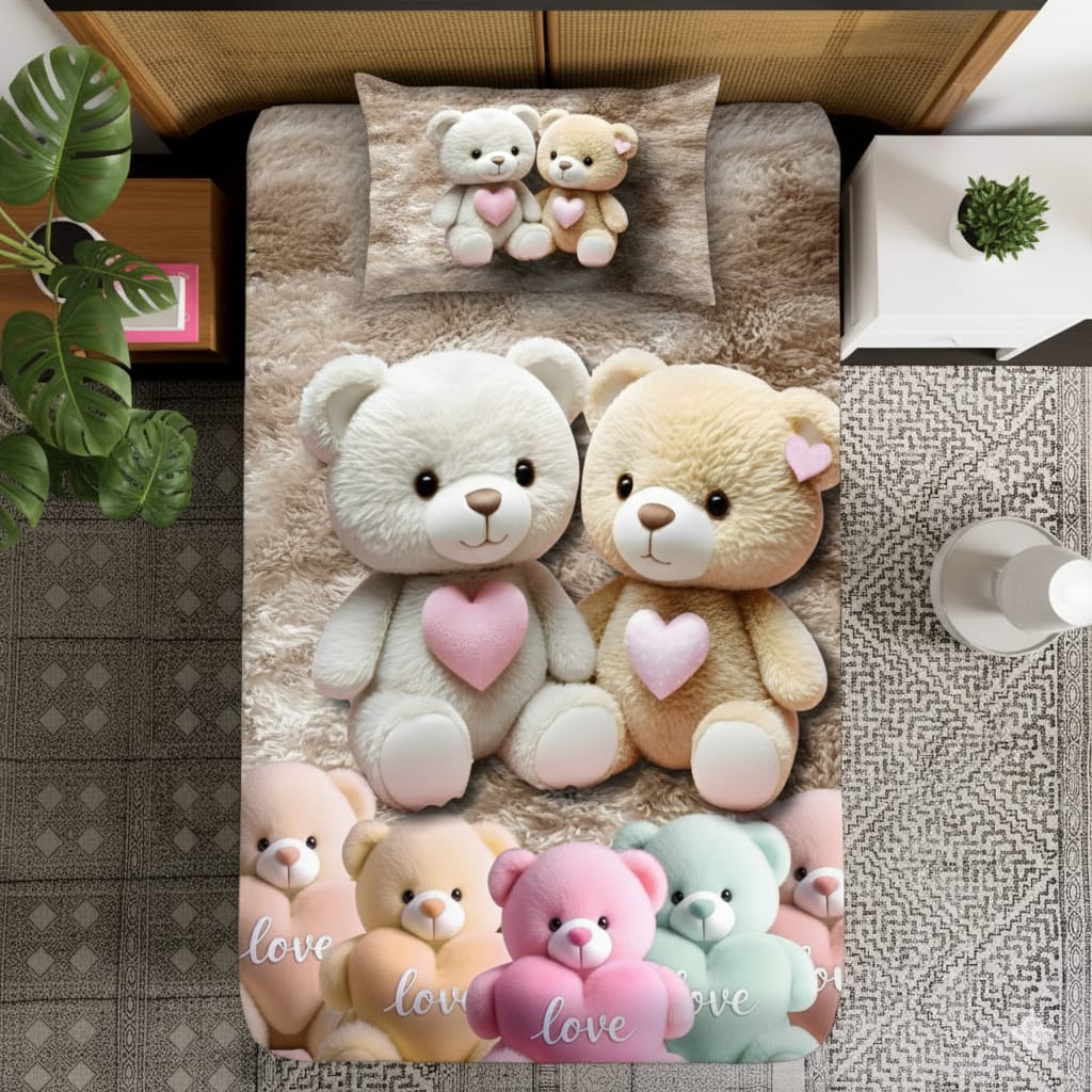 7D Digital Prints Single Bedsheet Set