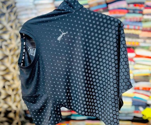 Puma Men's Cotton Essential Stripped Logo Graphic Print Solid Classic Fit Tees