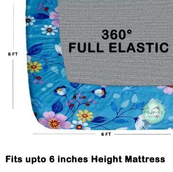 Poly Cotton Floral Fitted 1 Bedsheet with 2 Pillow Covers