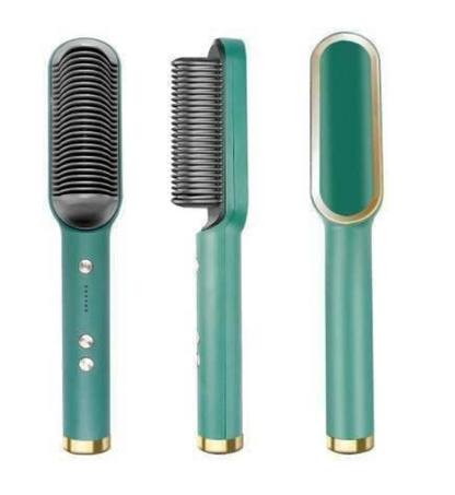 Hair Styler Comb – 5-in-1 Electric Hair Styling Tool for Drying, Straightening, Curling, Combing & Volumizing – PTC Ceramic Heater & Negative Ion Technology – Auto Shut-Off (Green)