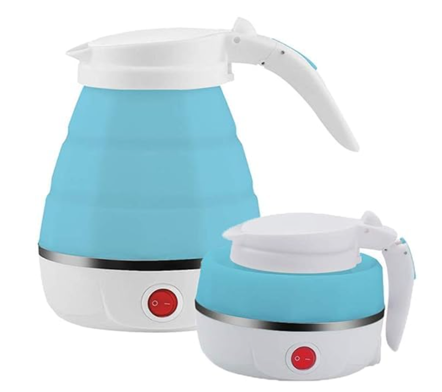 Travel Folding Electric Kettle, Fast Boiling, Portable Electric Kettle, 600ml Boil Dry Protection, 100-240V Food Grade Silicone Foldable Kettle