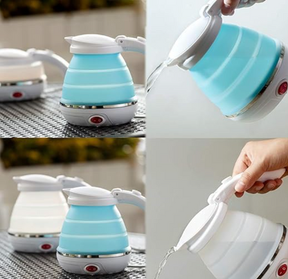 Travel Folding Electric Kettle, Fast Boiling, Portable Electric Kettle, 600ml Boil Dry Protection, 100-240V Food Grade Silicone Foldable Kettle
