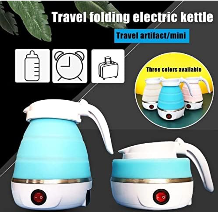Travel Folding Electric Kettle, Fast Boiling, Portable Electric Kettle, 600ml Boil Dry Protection, 100-240V Food Grade Silicone Foldable Kettle