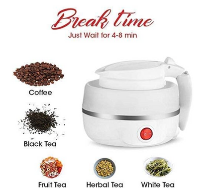 Travel Folding Electric Kettle, Fast Boiling, Portable Electric Kettle, 600ml Boil Dry Protection, 100-240V Food Grade Silicone Foldable Kettle
