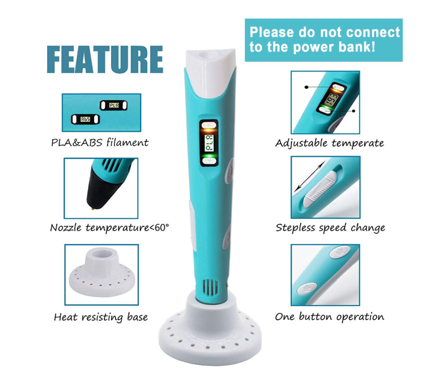 3D Pen for Kids with Adjustable Temperature - LCD Display,USB Powered, Filament Included 3D Drawing Pen 3D Printer Pen for Kids