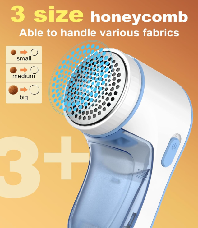 Fabric Shaver, Lint Remover, Effectively and Quickly Remove Pills, Sweater Shaver with Stainless Steel 3-Leaf Blades and Safety Lock Protection