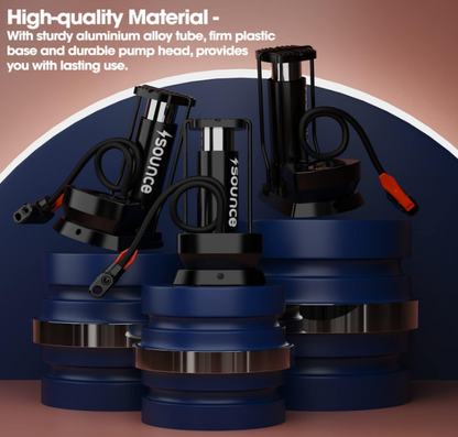 Sounce Portable High Pressure Foot Air Pump Heavy Compressor Cylinder with Gauge Floor for Bicycle, Car and Motorbike for Football Cycle Pumps for Bicycle for Tubeless - Black