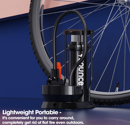 Sounce Portable High Pressure Foot Air Pump Heavy Compressor Cylinder with Gauge Floor for Bicycle, Car and Motorbike for Football Cycle Pumps for Bicycle for Tubeless - Black