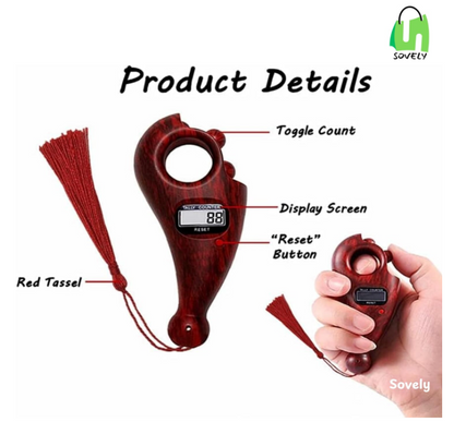 Sovely Digital Wooden Tally Counter Wooden Look Religious Tally Counter Digital Beads for Zikr Naam Jaap Coounter