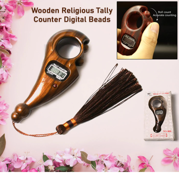 Sovely Digital Wooden Tally Counter Wooden Look Religious Tally Counter Digital Beads for Zikr Naam Jaap Coounter
