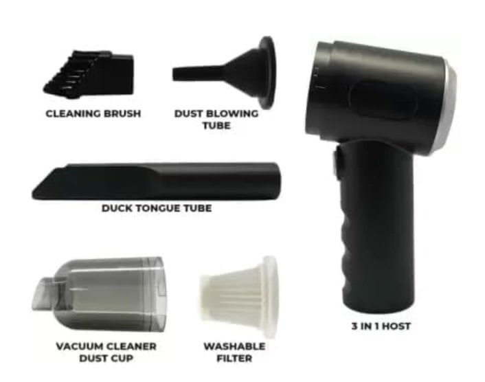 3-in-1 Cordless Mini Vacuum Cleaner for Car & Home – Portable, Rechargeable, Wet Dry Use, Blower, Compact Dust Remover for Sofa, Window, Travel (Car vaccum Cleaner-1, Pack of 1)