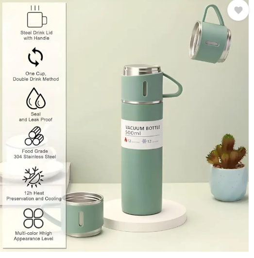 VACUUM FLASK BOTTLE SET 500 ml Steel Flask  (Pack of 1, Multicolor)