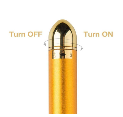 PIARA 24k Gold Energy Beauty Bar - Electric Vibration Facial Massage V-Shape Roller | Waterproof Anti-Wrinkle T-Shaped Massager for Face, Neck, Cheeks, Forehead, & Clavicle - Gold Color