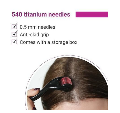 Hair roller 0.50 mm With 540 Titanium Alloy Needles | Promotes Beard Growth & Reduces Acne Scars | Safe & Effective To Use