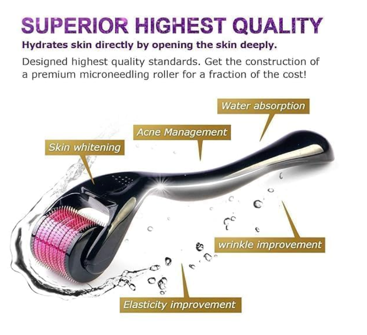 Hair roller 0.50 mm With 540 Titanium Alloy Needles | Promotes Beard Growth & Reduces Acne Scars | Safe & Effective To Use