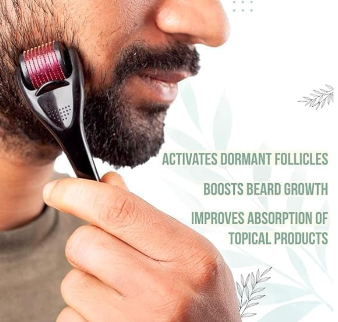 Hair roller 0.50 mm With 540 Titanium Alloy Needles | Promotes Beard Growth & Reduces Acne Scars | Safe & Effective To Use
