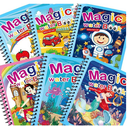 GLUN® Water Marker Magic Book for Kids, 4 Different Theme Magic Books, Educational & Bonding Time for Kids, Reusable, Mess-Free Art with Quick Dry Technology