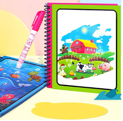 GLUN® Water Marker Magic Book for Kids, 4 Different Theme Magic Books, Educational & Bonding Time for Kids, Reusable, Mess-Free Art with Quick Dry Technology