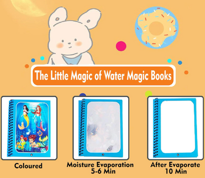GLUN® Water Marker Magic Book for Kids, 4 Different Theme Magic Books, Educational & Bonding Time for Kids, Reusable, Mess-Free Art with Quick Dry Technology
