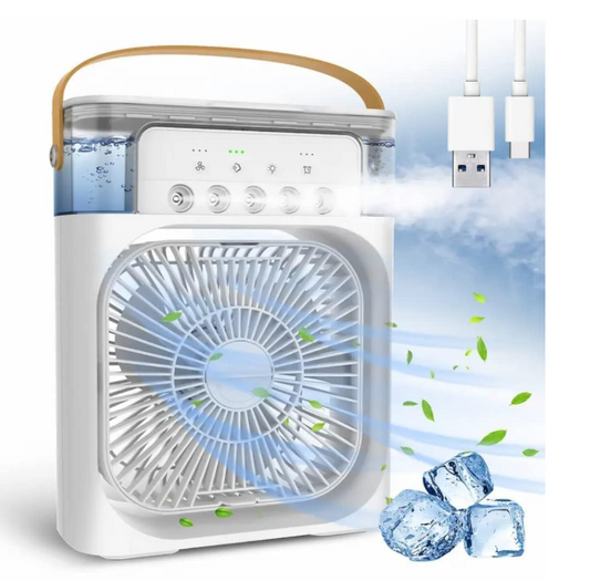 Mini Cooler for Room Cooling AC Portable Mini Fan Artic Cooler with 7 Colors LED Light, 1/2/3 H Timer, 3 Wind Speeds and 3 Spray Modes for Office, Home, Dorm, Travel