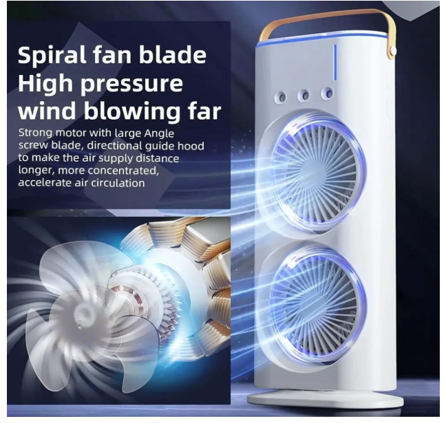 Double Ended Spray (Newly 2025) Desk cooler with Mist Spray Fan (WITH REMOTE) Travel Cooler Fan, Water Misting Fan, USB Rechargeable Mini Desktop Cooler for Office home,Best for summer gifts