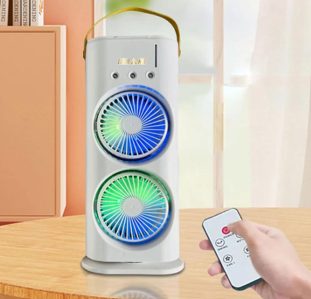 Double Ended Spray (Newly 2025) Desk cooler with Mist Spray Fan (WITH REMOTE) Travel Cooler Fan, Water Misting Fan, USB Rechargeable Mini Desktop Cooler for Office home,Best for summer gifts