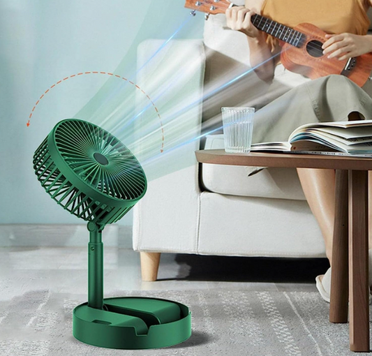 Foldable Desktop Fan – Height Adjustable & Portable Table Fan for Office, Bedside & Travel Use