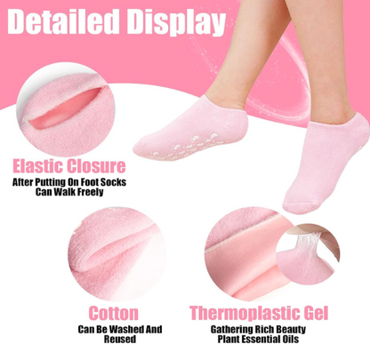 Moisturizing Silicone Spa Gel Socks for Women & Men Crack Heel Repair Socks with Natural Oil & Vitamin E for Dry Cracked Feet (Multicolor, 1 Pair) (1 PAIR)