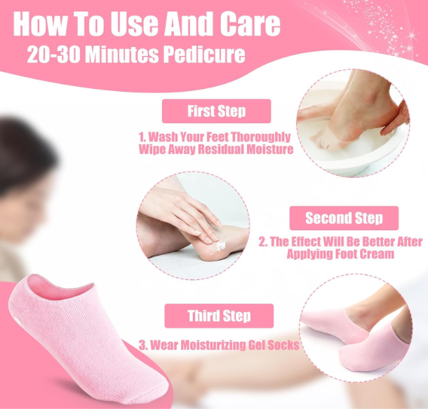 Moisturizing Silicone Spa Gel Socks for Women & Men Crack Heel Repair Socks with Natural Oil & Vitamin E for Dry Cracked Feet (Multicolor, 1 Pair) (1 PAIR)