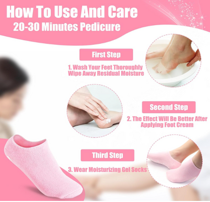 Moisturizing Silicone Spa Gel Socks for Women & Men Crack Heel Repair Socks with Natural Oil & Vitamin E for Dry Cracked Feet (Multicolor, 1 Pair) (1 PAIR)