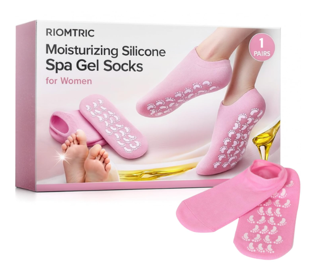 Moisturizing Silicone Spa Gel Socks for Women & Men Crack Heel Repair Socks with Natural Oil & Vitamin E for Dry Cracked Feet (Multicolor, 1 Pair) (1 PAIR)