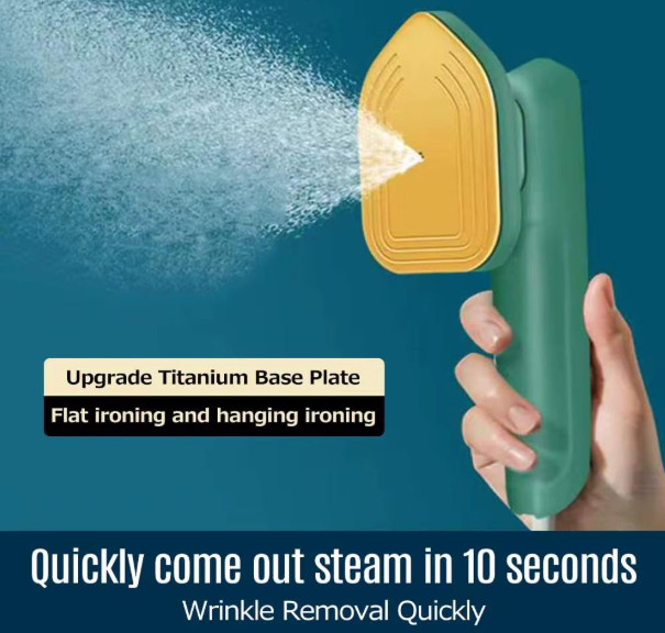 Portable Handheld Steam Iron for Clothes | Mini Travel Garment Steamer with Titanium Soleplate | Dry & Steam Ironing | Lightweight Fabric Wrinkle Remover for Home, Office & Travel