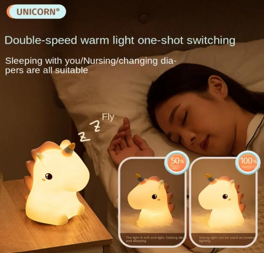 Rechargeable Baby Unicorn Silicone Night Lamp – Touch Sensor Control with 7-Color LED Light for Kids' Bedroom Decor and Ideal Gift for Babies and Toddlers