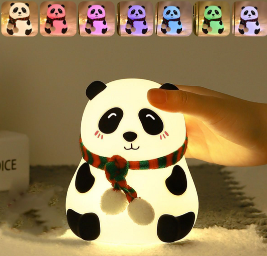 Rechargeable Silicone Panda Night Light for Kids | 7-Color LED Changing Lamp |Adorable Room Decor & Gift for Toddlers, Teens, & Valentine's Day Present|Soft BPA-Free Nightlight| Multicolour