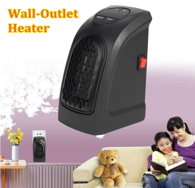 Electric Handy Room Heater Compact Plug-in||The Wall Outlet Space Heater 400Watts Garage Bathroom Home||Handy Air Warmer Blower Adjustable Timer Digital Display for Office/Camper