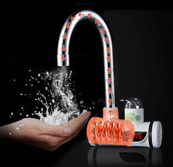 Electric Wall Mount Water Heater And Tankless Fast Water Heating Tap Instant Hot Kitchen Faucet With Digital Display Electric Water Geyser For Bathroom Household ગીઝર गरम पानी का झरना