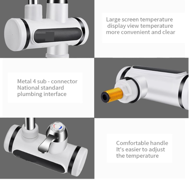 Electric Wall Mount Water Heater And Tankless Fast Water Heating Tap Instant Hot Kitchen Faucet With Digital Display Electric Water Geyser For Bathroom Household ગીઝર गरम पानी का झरना