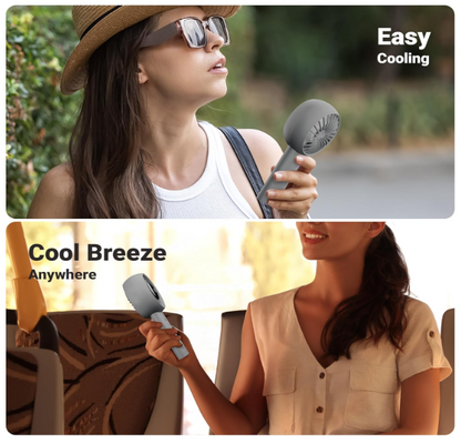 Portable Hand Fan, Upto 12h Backup, 3600mAh Rechargeable Battery, 5 Speed Modes, Upto 5.9m/s Airflow, LED Display, for Travel, Makeup, Office, Home