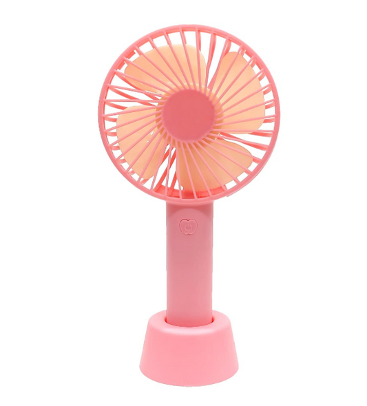 Mini Portable USB Hand Fan Built-in Rechargeable Battery Operated Summer Cooling Table Fan with Standing Holder Handy Base For Home Office Indoor Outdoor Travel (Assorted Color)