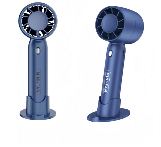 coku T-10 Handheld Mini Fan, Portable USB Rechargeable Fan With Base - 3 Speed Powerful & Quiet Personal Cooling Blower for Travel/Makeup/Outdoor, Cute Gifts for Women, Girl, Men (Blue)